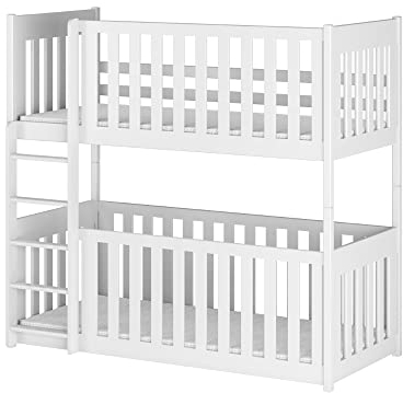 GREKPOL Kinderbett Etagenbett Hochbett Spielbett Stockbett Konrad (Weiß Ohne, 90 x 190 cm)