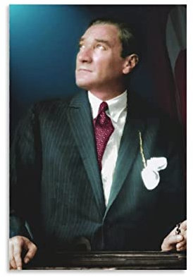 Enartly Leinwand Bilder Mustafa Kemal Atatürk Poster Wand Art Print Zimmer Dekor Wohndekoration für Wohnzimmer 60x80cm Kein Rahmen