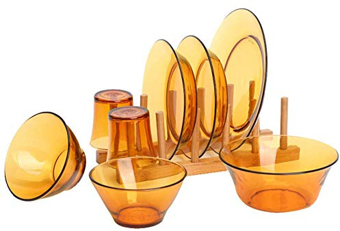 Ensemble de Vaisselle/Assiette/Bol, Ensemble de Vaisselle 8 pièces, Ensemble de Vaisselle Transparente Tendance, Service pour 2 Personnes