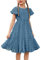 Flypigs Vestito da Principessa per Ragazze Vestito da Spiaggia Elegante Vestito Estivo Carino al Ginocchio in Chiffon Manica Corta Blu Navy 9-10 Anni