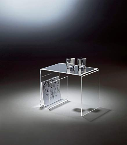 dalerno Designer Couchtisch, mit Zeitungsfach aus Acrylglas Sofatisch Beistelltisch Tisch transparent durchsichtig Modern Minimal Design Germany