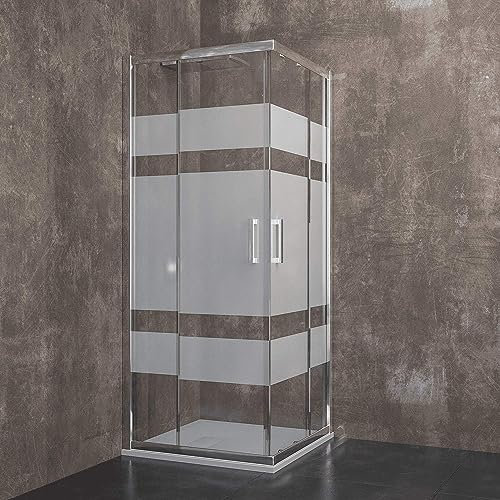 Box Doccia Quadrato 195 Cm H Cabina Bagno Con Porte Scorrevoli Ante In Cristallo Temperato Serigrafato da 6 mm Struttura Alluminio Anodizzato Maniglie in Acciaio Cromato Losanna (70 x 70 Cm)