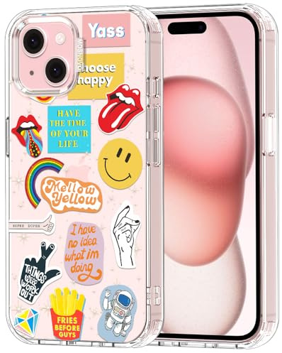 MOSNOVO für iPhone 15 Hülle – Durchsichtige, schlanke, stoßfeste TPU+PC-Handyhülle, [6,6 Fuß Fallschutz/Anti-Abziehen] - Popkultur