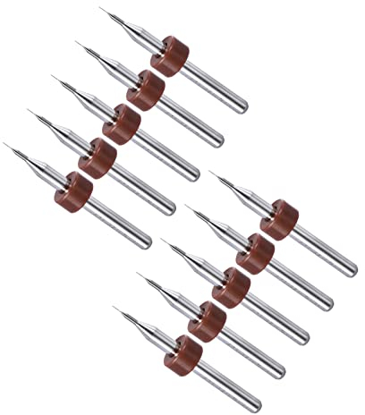 CoCud Micro pcB Perceuse Mèches, 1/8 Tige 0.1mm Coupe Bord, Tungsten Carbide Print Circuit Planche Perceuse Mèche - (pour Cnc Perçage Gravure Machine), 1 -Ensemble (10-Pièces)