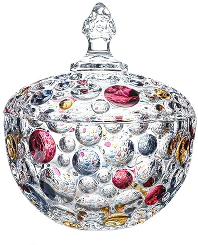 auons Bonbonglas Mit Deckel, Colorful Kristall SüßIgkeiten Glas, Bonbongeschirr Zuckerdose, Dekorative Candy Gläser Vorratsglas Keksdose Glas Candy Glasbehälter, Klein