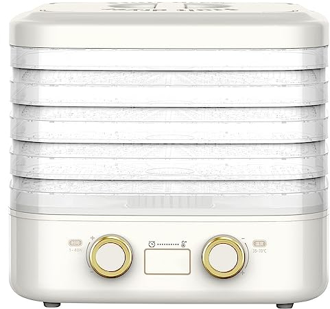 Food Dehydrator - 6 Tray Home Dehydrator Machine with 48 Hours Timer & Temperature Control for Jerky, Meat, Fruit, Vegetables - Keep Fresh & Healthy Snacks - LED Display