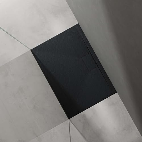 Mai & Mai Duschtasse Duschwanne aus Mineralguss BxTxH: 70x90x3 cm Mineralgusswanne in Anthrazit DIN-Anschlüsse inkl. Ablaufgarnitur Geoma07