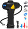 LVELFE Cordless Tyre Inflator Air Compressor,Digital Tyre Inflator,12V USB Rechargeable Battery,150PSI Pistol-Style Design,with LED Light and 3 Nozzle Adaptors,Car Pumps for Car Tyres,Motorcycle,Ball