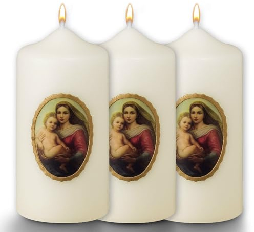 WikaKerzen Handgefertigte Marienkerzen traditionelle Symbole und hochwertige Verarbeitung Perfekt für Andachten und spirituelle Momente (Jesuskind-K)