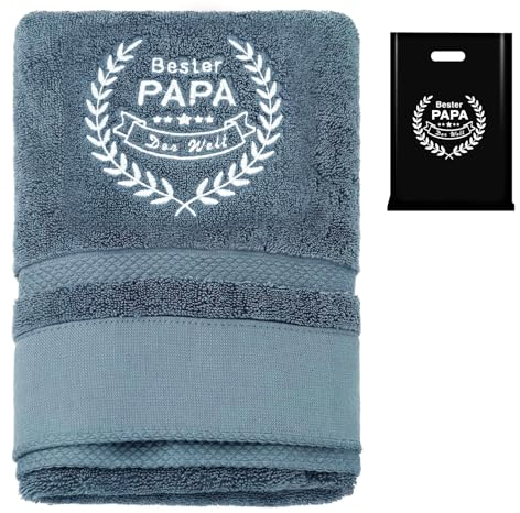 Papa Handtuch Vatertag Handtuch Bestickt Handtücher 50 x 100 cm Handtuch Geburtstag Geschenk für Papa Bester Papa Der Welt Handtücher zum Vatertag, Geburtstag, Jahrestag, Valentinstag