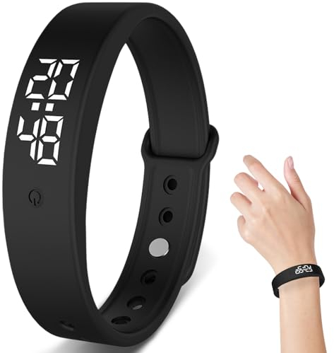 Penbinmall Schwarze Vibrationswecker-Erinnerungsuhr, Vibrationswecker-Armband, Trinkwasser-Erinnerung für ältere Menschen, Trinkwasser-Erinnerungswecker Medizinwecker