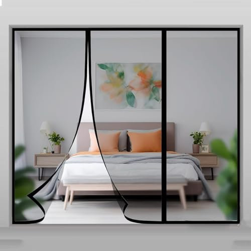 Zanzariera magnetica per porta finestra 275x265cm Porta scorrevole, Porta d'ingresso, Oscillante, Avvolgibile, Roulotte, Balcone, Camper Nero