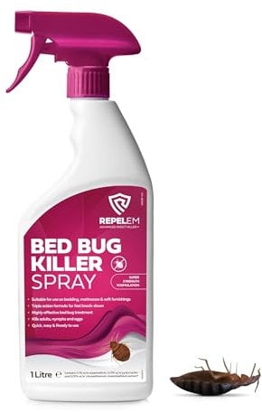 REPELEM Bed Bug Killer Spray - Large 1L Bed Bug Spray, Kills Bedbugs at All Life Stages, All in One Treatment for Use on Mattresses, Soft Furnishings & Around The Home