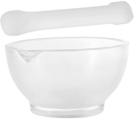 Bol broyeur de guacamole, bol broyeur d'ail - Ensemble mortier et pilon en verre - Accessoires de tige de broyage, bol de broyeur pour Guacamole, herbes, ail, cuisine, médecine