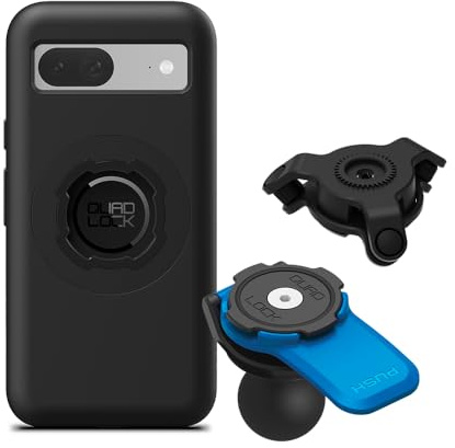 Quad Lock Motorcycle 1 Ball Adaptor Phone Mount Kit with Vibration Dampener and Pixel 8a MAG Case