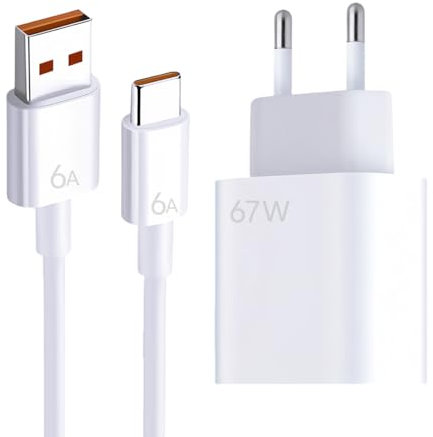 67W Chargeur Rapide avec Câble USB C 1.5m, pour Xiaomi Mi14 Mi13T Mi13 13 Pro Mi12 12 Pro Mi11 Mi10 Redmi Note 13 12 11 10 9 Poco F5 F5 Pro X6 X5 X4, pour Redmi Note 13 Pro 12 Pro 11 Pro