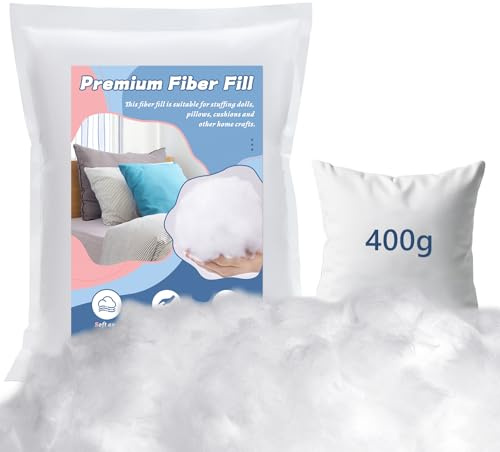 luokefe 400g Polyester Polyfill Stuffing, Pillow Cushion Stuffing for Craft | 0.88lb, Polyfill Filling Cotton Stuffing for Crochet Plush Cushion Pillow Couch Home DIY Stuffing Crafts