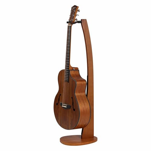 Nefelibata Holz-Gitarrenständer - Handgefertigte Deutsche Esche Massiv Halbgekrümmt Design Holzständer Boden, Am besten für Akustische Gitarren, Klassische Gitarren, Banjos, Mandolinen(Hellbraun)