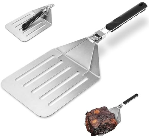 Hohean Spatule large extra large en acier inoxydable, spatule à viande de 55,9 x 20,9 cm, spatule de gril pour barbecue extérieur, lève-dinde, grande spatule avec poignée pliable pour barbecue, dinde,