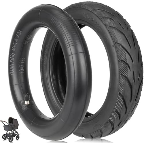TREFAN 10x2,125 250 * 54 Außen-und Innen Reifen für Ninebot F20 F25 F30 F40/Xiaomi 4Pro Elektroroller 10 Zoll Reifen mit Schlauch für ABC Design Viper 4/4S Kinderwagen (1 Innenschlauch + Außenreifen)