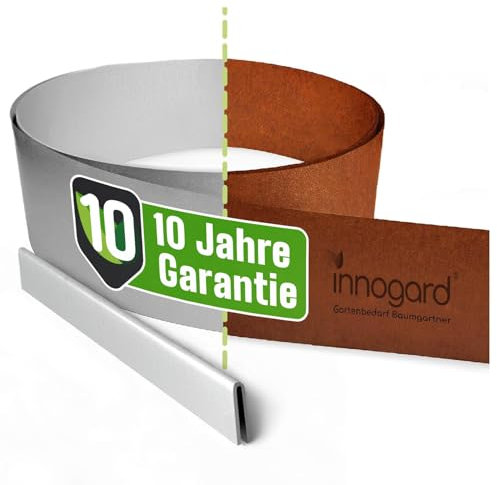 innogard 6013-002 – Rasenkantenband – aus Corten-Stahl – Höhe 25 cm, Rost-Garten-Deko – Beet-Begrenzung mit 5 m Länge