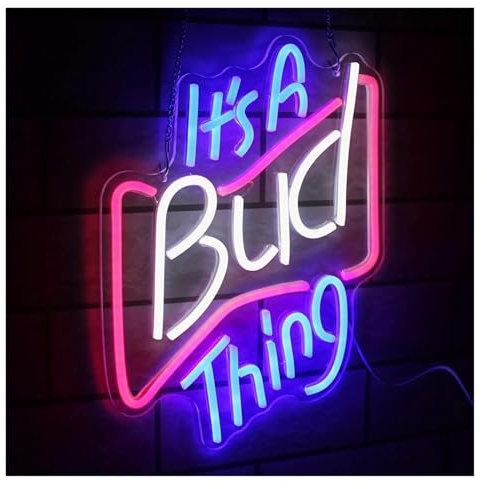 WELSAA Hanging Art Neon Signs It's A Bud Thing Neon Lights, Adjustable Brightness USB Powered Wall Decoration Letters Neon Sign 33cmx33cm