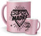 mundohuevo Taza SUPER MADRE | Regalo Mamá | Edición Purpurina Rosa | Cerámica Glam Rosa | Tazas para Leche, Café, Té... | 350 ML