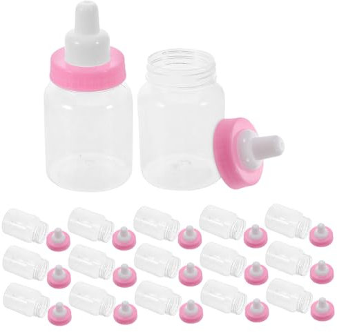 HOLIDYOYO 24stücke Mini-babyflaschenform Bonbonflasche Dekorative Transparente Stillflasche Für Babyparty-geschenke Rosa