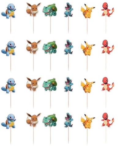 SSKHE 24Pcs Cupcake Toppers Adorable Cake Toppers Decoration Set Desserts Decorations Unforgettable Cake Muffin Birthday Decorations for Kids' Birthday Parties