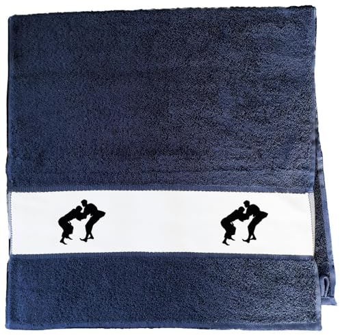 Huuraa Handtuch Judo Silhouette Geschenk | 50x100cm French Navy Baumwolle Handtuch Geschenkidee Blaues Gästehandtuch mit Motiv Gästetuch Weich und Saugstark