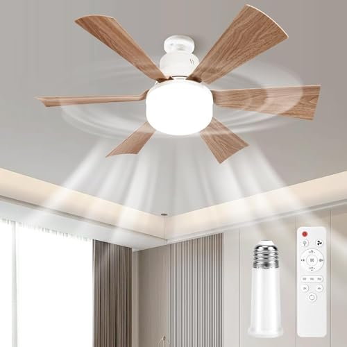 VIMAZ Ceiling Fans with Lights Quiet, E27 40W LED Ceiling Fan with and Remote and Timing, 3 Color 3 Speeds Dimmable Light Ceiling - Perfect for Small Spaces Bedroom Home Office (Wood Grain B)