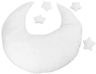 Babyfotografie Posingkissen Satz Stern und Mond für Neugeborene | Weiße Samt Polyester Ausführung, Weich und Hautfreundlich, Geschlechtsneutral, für Zuhause und Studio