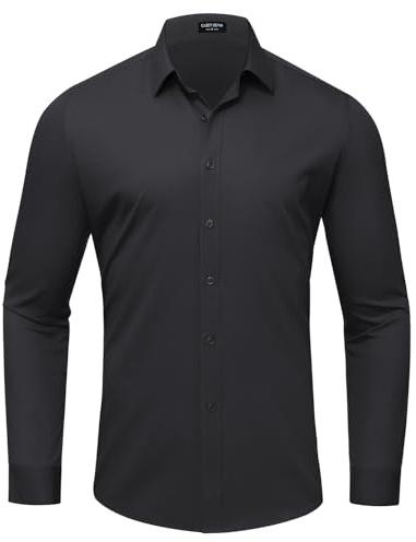 Mauro Kane Camisa Hombre sin Planchar Manga Larga Formal Camisas de Vestir de Negocios con Botones Casual Fibra de Bambú