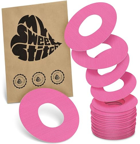 MySweetStitch 25 Ringpatches für Katheter mittel rund Pink | Stabilisiert ablösende Ränder, Mitte bleibt frei, wasserfest und flexibel, bis zu 7 Tage Halt