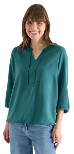 Cecil Damen 3/4-Arm Bluse mit Split Neck und Bändern
