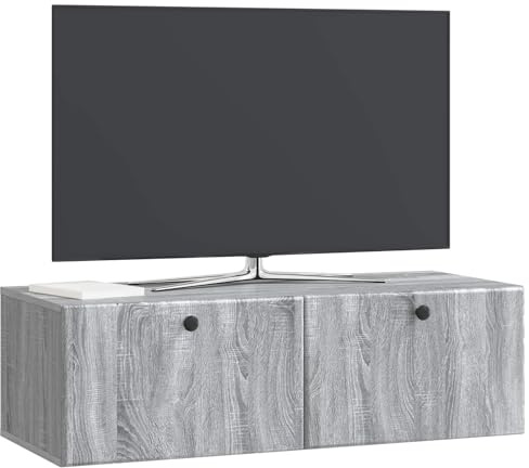 vidaXL Wandmontierter TV-Schrank 98 x 41 x 30 cm Grau Sonoma, Wohnzimmeraufbewahrung, moderner Schrank, Wand-TV-Ständer, rechteckiges Design, viel Platz, praktische Möbel