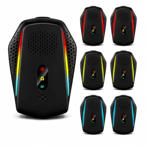 Repelente Ultrasónico de Plagas 6 Pack, Ahuyentador de Ratones e Insectos con 3 Modos Inteligentes, Ultrasonidos para Casa, Cocina, Dormitorio, Garaje, Seguro para Niños y Mascotas (Negro)