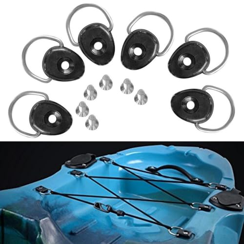 per kayak Paddle D Ring Tie Down Grilli 6 pezzi Nylon e Acciaio Inox Rigging Rigging Raccordi Nero 4.9x3.4CM Per Canoa Barca Attrezzatura da pesca Robusto