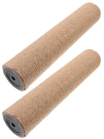 MOLUCKFU 2 Stück Sisal Katzenkratzbaum Ersatzstangen für Katzen, Coffee | Abs Basis, für Indoor Einsatz, Platzsparendes Ersatzteil zum Selberbauen