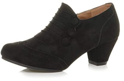 AJVANI mid heel buttons zip brogue ankle shoe boots booties size 6 39