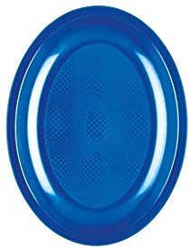 Piatti Plastica PP Round Ovali Piccoli 255mm cfz 50pz (Blu Mediterraneo)