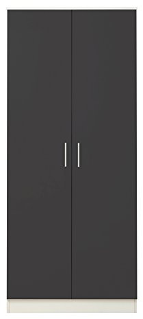 2 Door PLAIN Wardrobe in Grey Gloss/Matt White
