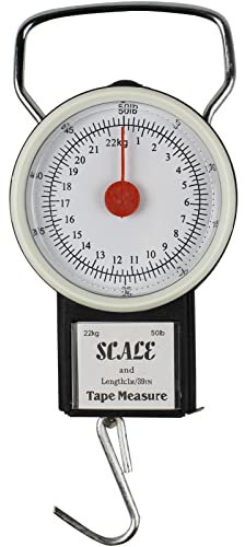 Digitale Hängewaage, mechanische Küchen- und Angelwaage, tragbar, mit Maßband (22,7 kg/22 kg)