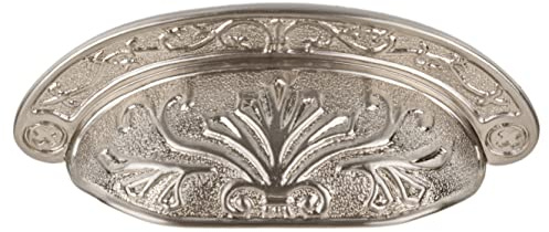 P24-P2683 Schrank, Barock-Stil, gebürstetes Nickel – Antiker Schrank, alte Schreibtisch-Reproduktion, Restaurierungs-Hardware + gratis Bonus (Skelett-Schlüsselanhänger) Tasse gebürsteter nickel