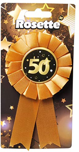 Udo Schmidt GmbH & Co Rosette 50 Schwarz Gold zum 50.Geburtstag Geburtstags Rosette zum Anstecken Geburtstags Deko