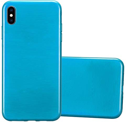 Cadorabo Hülle kompatibel mit Apple iPhone XS MAX Schutzhülle TPU Silikon Case Brushed Design Slim Kratzfest Weiche Gummi mit Rundumschutz Case Hülle für iPhone XS MAX in Türkis
