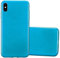 Cadorabo Hülle kompatibel mit Apple iPhone XS MAX Schutzhülle TPU Silikon Case Brushed Design Slim Kratzfest Weiche Gummi mit Rundumschutz Case Hülle für iPhone XS MAX in Türkis