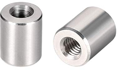 sourcing map M4 Rund Steckverbinder Muttern, 304 Edelstahl Kupplungsmutter 10mm/0,39 Zoll Länge,Packung mit 10