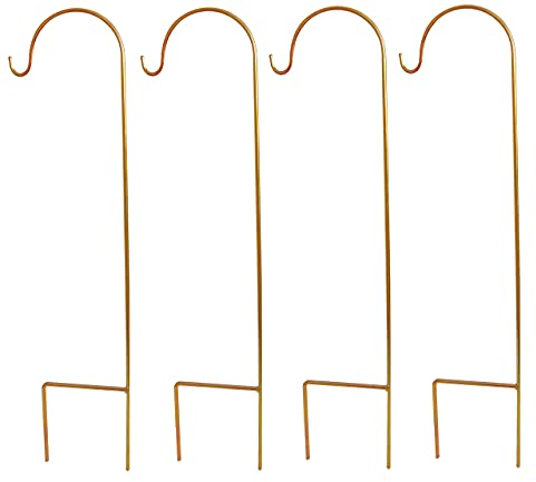 Garten Schäferhaken 4-er Set Shepherd 's Haken 90cm aus Metall in Karminrot Gartenstab für Garten Laternenstab - Ideal als Deko Trauung zum Aufhängen von Vogelfutter, Pflanzkörbe oder Blumentopf