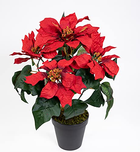 Weihnachtsstern im Topf 36cm rot PF künstliche Poinsettie Blume Pflanze Kunstblumen Kunstblumen